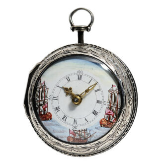 English pair-cased watch with repoussé decoration Circa 1750