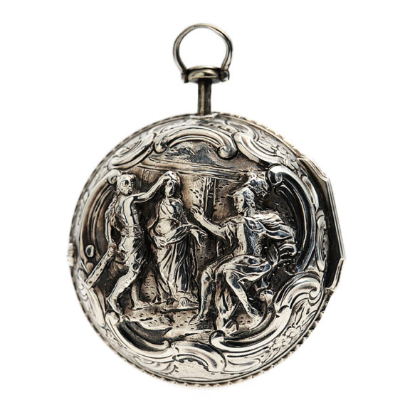 English pair-cased watch with repoussé decoration Circa 1750 English pair-cased watch with repoussé decoration Circa 1750