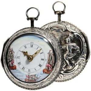 English pair-cased watch with repoussé decoration Circa 1750