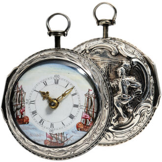 English pair-cased watch with repoussé decoration Circa 1750