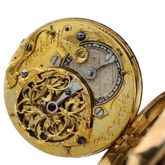 German 18K gold open faced verge pocket watch Circa 1780