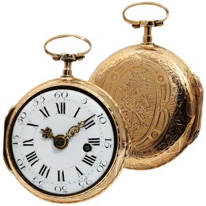 German 18K gold open faced verge pocket watch Circa 1780