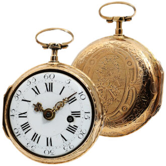German 18K gold open faced verge pocket watch Circa 1780