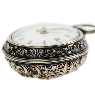 German repeating verge watch with repoussé decoration Circa 1750