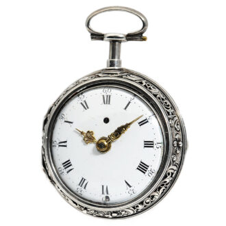 German repeating verge watch with repoussé decoration Circa 1750
