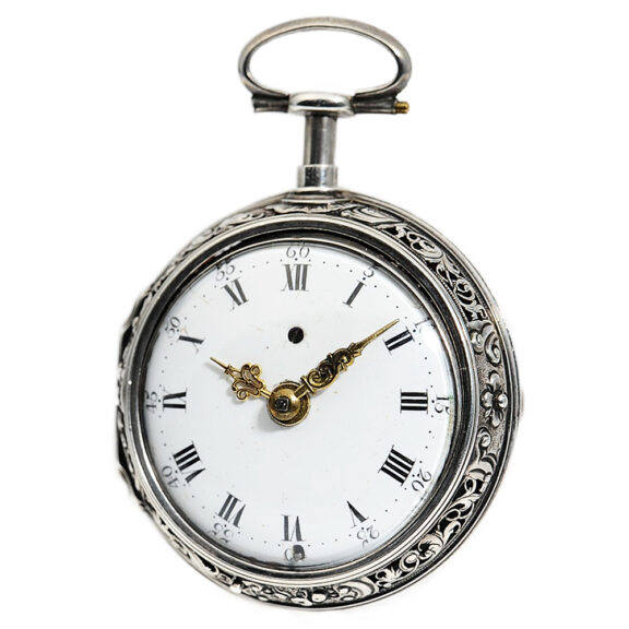 German repeating verge watch with repoussé decoration Circa 1750 German repeating verge watch with repoussé decoration Circa 1750