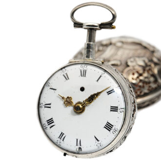 German repeating verge watch with repoussé decoration Circa 1750