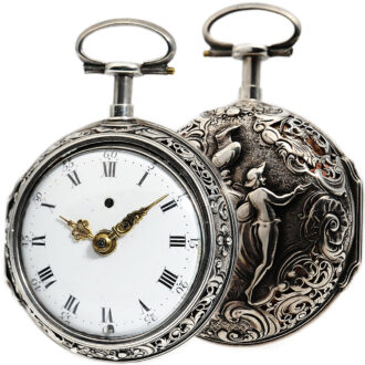 German repeating verge watch with repoussé decoration Circa 1750