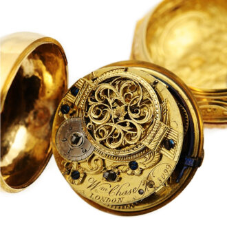 English verge pocket watch with repoussé decoration Circa 1780