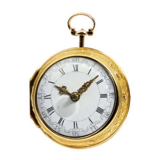 English verge pocket watch with repoussé decoration Circa 1780