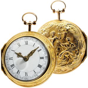 English verge pocket watch with repoussé decoration Circa 1780