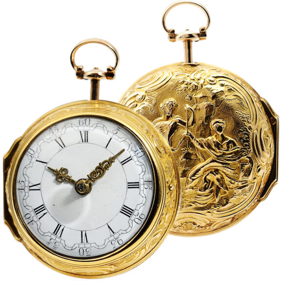 English verge pocket watch with repoussé decoration Circa 1780