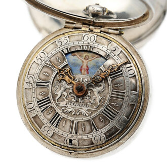 English pair-cased watch with simple rotating automaton Circa 1720