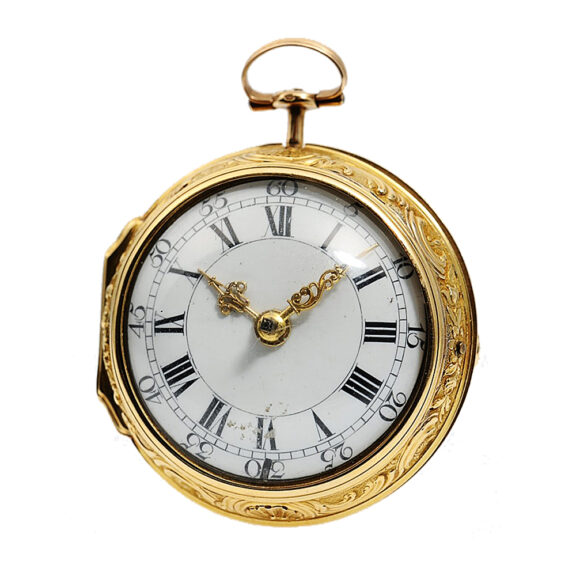 English verge pocket watch with repoussé decoration Circa 1768 English verge pocket watch with repoussé decoration Circa 1768