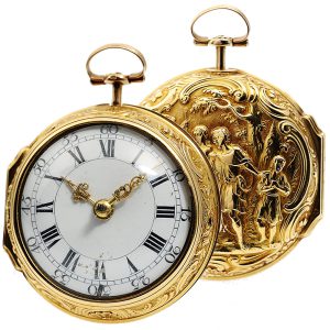 English verge pocket watch with repoussé decoration Circa 1768