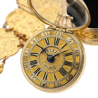 Rare Danish pocket watch with repoussé decoration Circa 1760