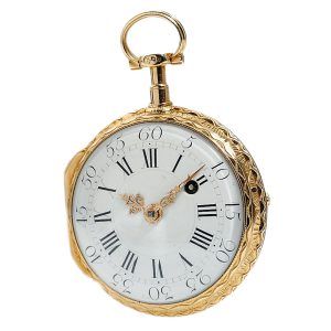French pocket watch in a lavishly decorated gold case Circa 1780