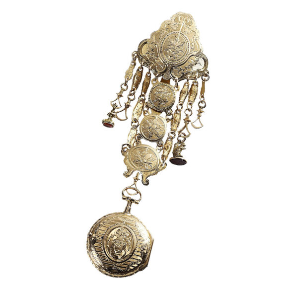 French pocket watch in a lavishly decorated gold case Circa 1780 French pocket watch in a lavishly decorated gold case Circa 1780