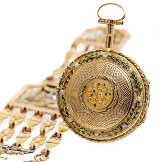 French gold verge pocket watch studded with half pearls Circa 1780