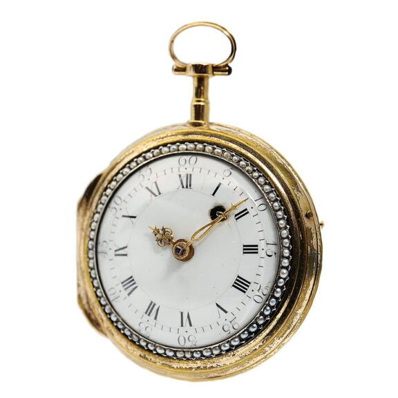 French gold verge pocket watch studded with half pearls Circa 1780 French gold verge pocket watch studded with half pearls Circa 1780
