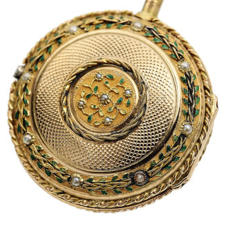 French gold verge pocket watch studded with half pearls Circa 1780