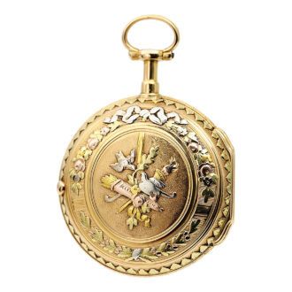 French attractive four coloured gold pocket watch Circa 1780