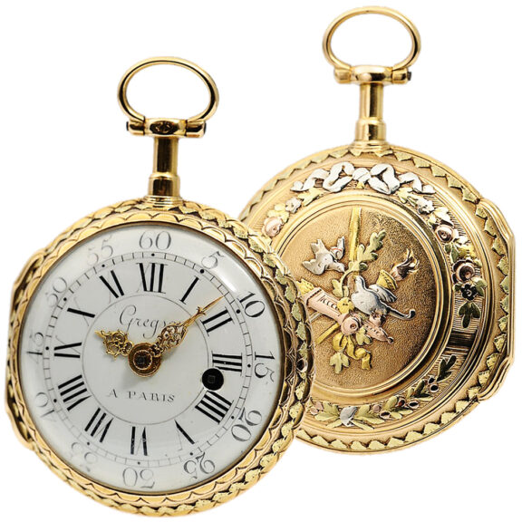 French attractive four coloured gold pocket watch Circa 1780
