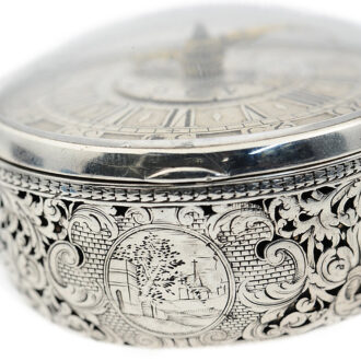 English silver pair-cased verge pocket watch with alarm Circa 1710