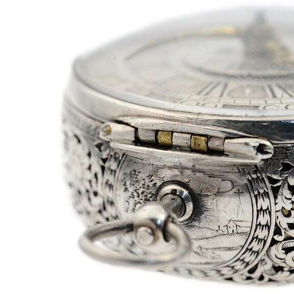 English silver pair-cased verge pocket watch with alarm Circa 1710 English silver pair-cased verge pocket watch with alarm Circa 1710