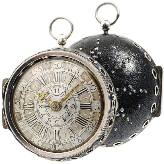 English silver pair-cased verge pocket watch with alarm Circa 1710