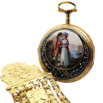 French pocket watch with enamel medallion and chatelaine Circa 1790 French pocket watch with enamel medallion and chatelaine Circa 1790