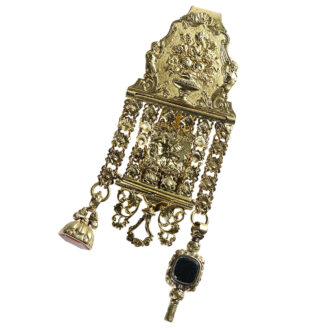 French pocket watch with enamel medallion and chatelaine Circa 1790 French pocket watch with enamel medallion and chatelaine Circa 1790