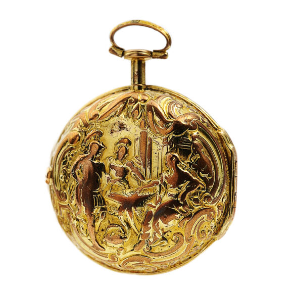 English verge pocket watch with repoussé decoration Circa 1740 English verge pocket watch with repoussé decoration Circa 1740