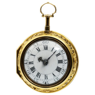 English repeating pocket watch with repoussé decoration Circa 1750