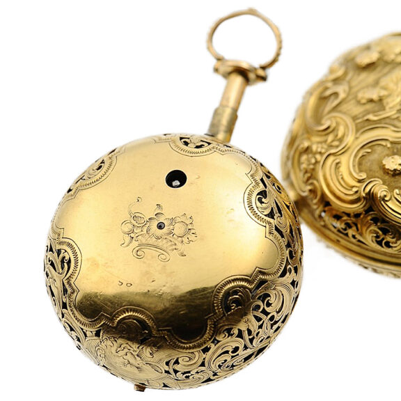 English repeating pocket watch with repoussé decoration Circa 1750 English repeating pocket watch with repoussé decoration Circa 1750