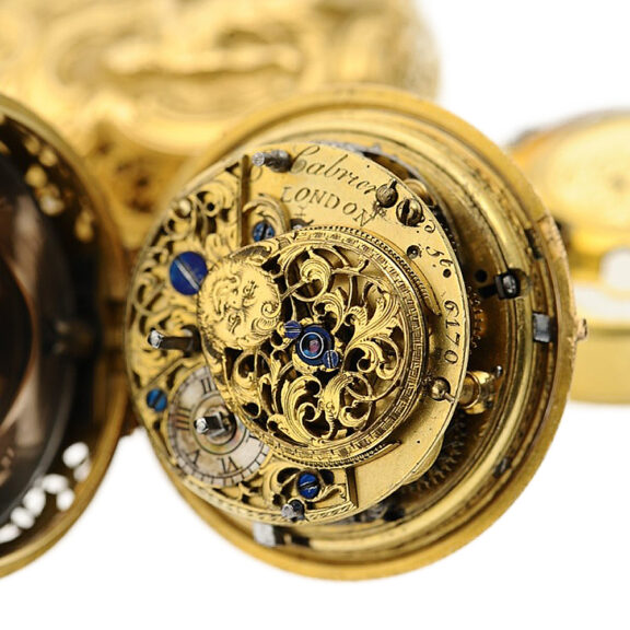 English repeating pocket watch with repoussé decoration Circa 1750 English repeating pocket watch with repoussé decoration Circa 1750
