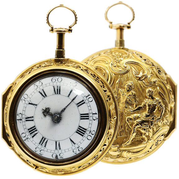 English repeating pocket watch with repoussé decoration Circa 1750