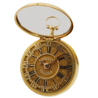 English verge pocket watch with repoussé decoration Circa 1730
