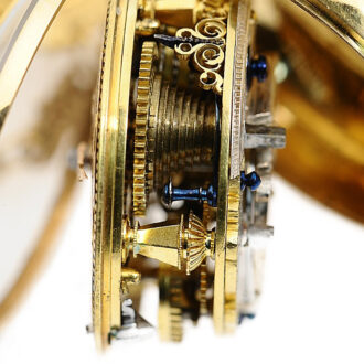 English verge pocket watch with repoussé decoration Circa 1730