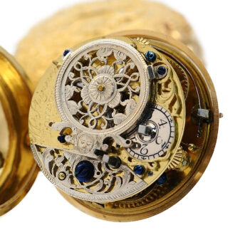 English verge pocket watch with repoussé decoration Circa 1730