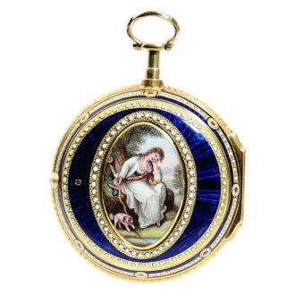English pocket watch with miniature enamel painting Circa 1778