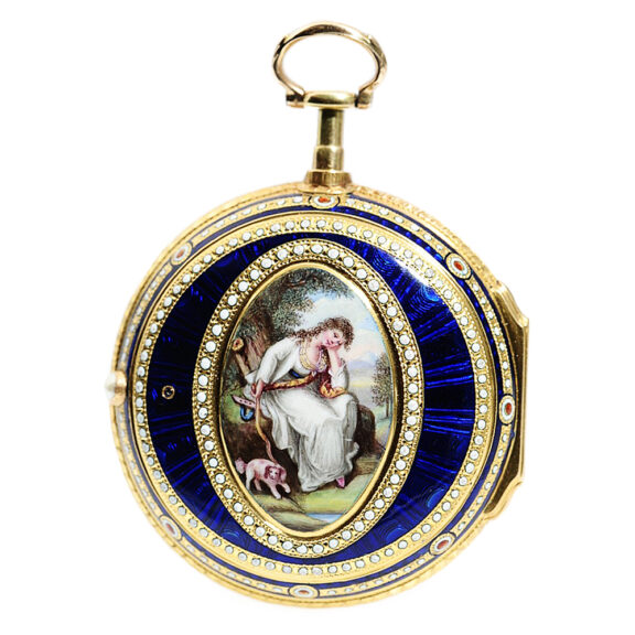 English pocket watch with miniature enamel painting Circa 1778 English pocket watch with miniature enamel painting Circa 1778
