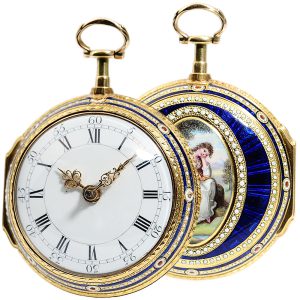 English pocket watch with miniature enamel painting Circa 1778