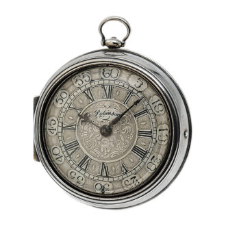 English fine silver pair-cased verge pocket watch Circa 1725
