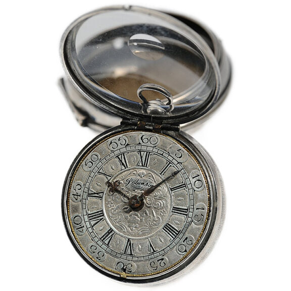 English fine silver pair-cased verge pocket watch Circa 1725 English fine silver pair-cased verge pocket watch Circa 1725
