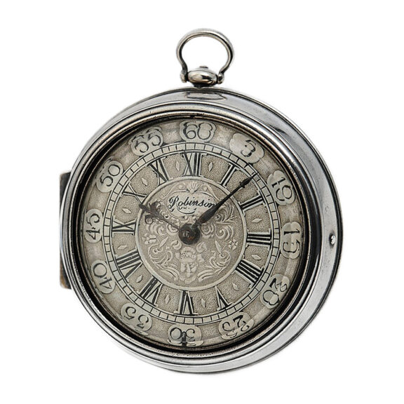 English fine silver pair-cased verge pocket watch Circa 1725