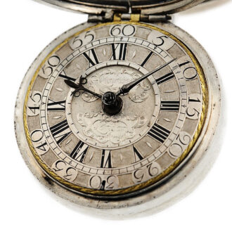 English silver pair-cased verge pocket watch Circa 1705
