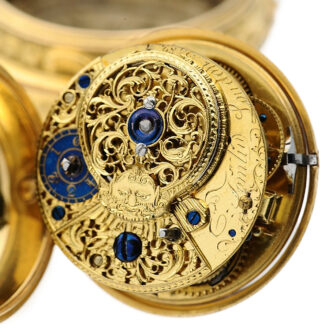 English repoussé decorated pair-cased pocket watch Circa 1764