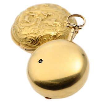 English decorative 22K gold pair-cased pocket watch Circa 1777