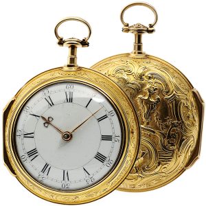 English decorative 22K gold pair-cased pocket watch Circa 1777